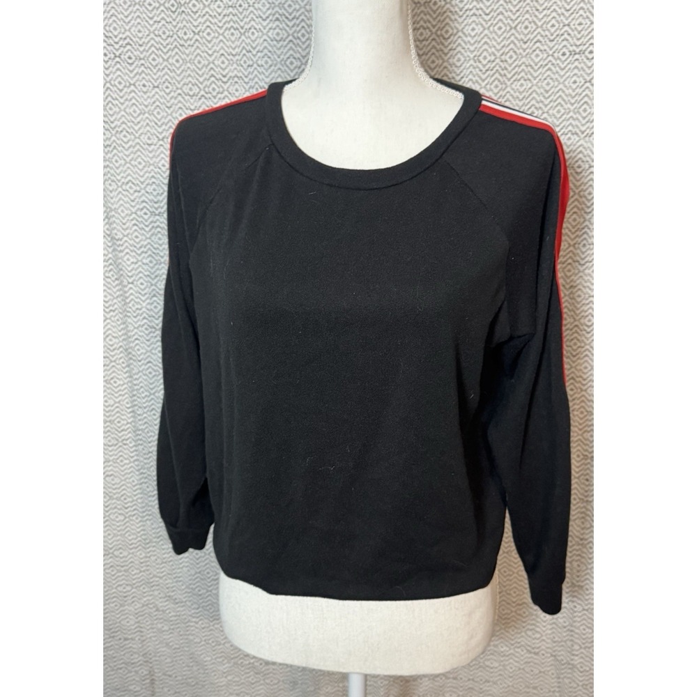 Gaze Black Sweatshirt With Red/white Racing Stripe Sleeves Large